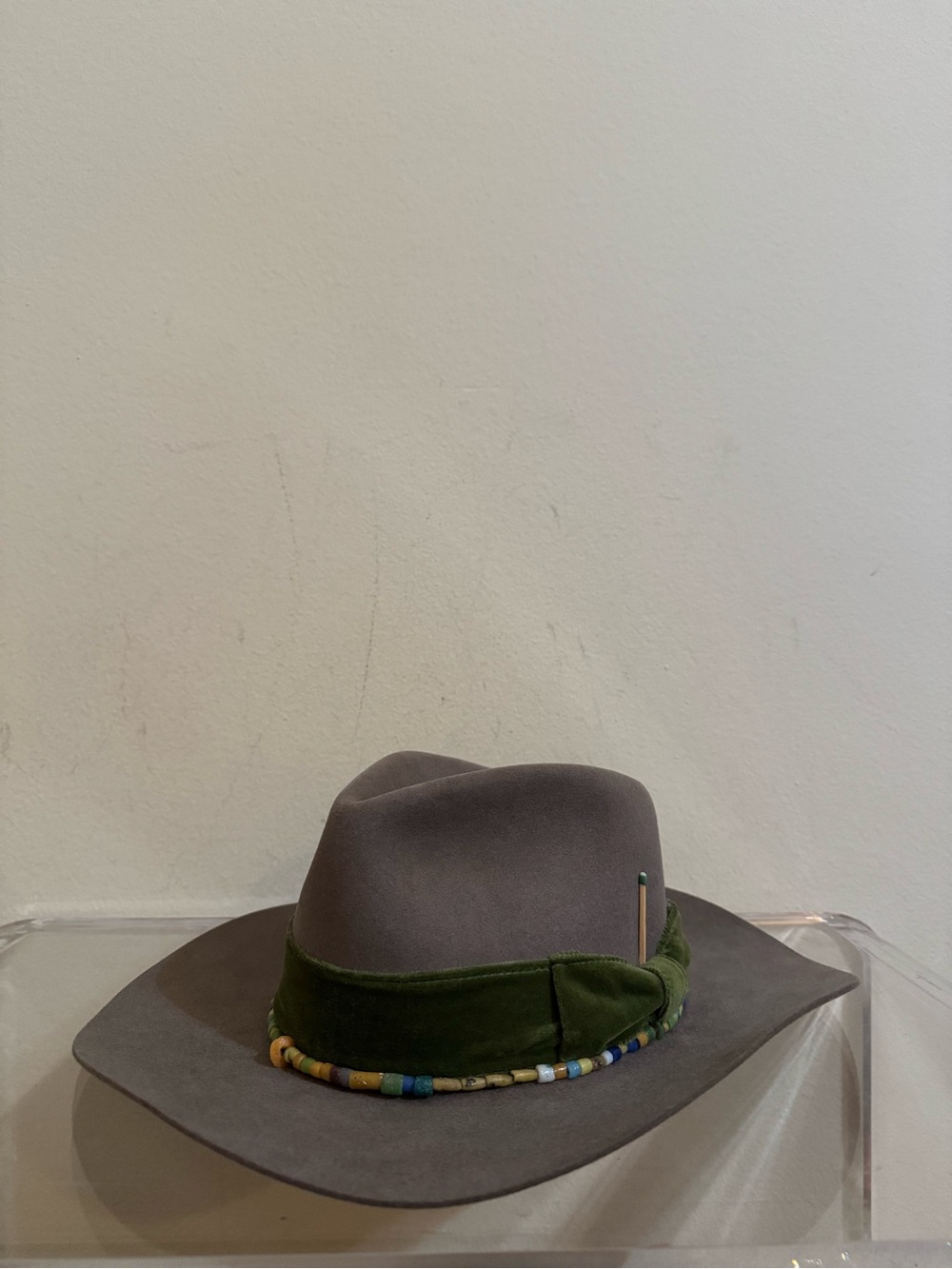 Nick Fouquet Felt Hat Beaded Grey 7 1/8